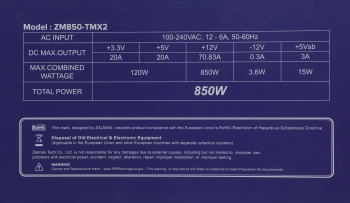 Блок питания Zalman ATX 850W ZM850-TMX2