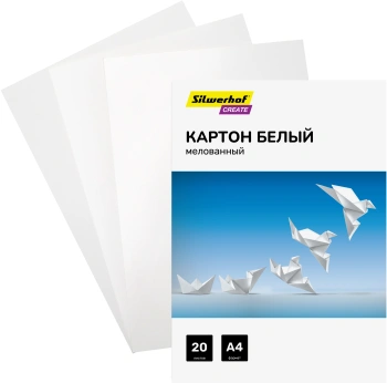 Картон белый Silwerhof мелов. 20л. A4 Create 240г/м2 обл.мел.картон ПЭТ 200x280мм