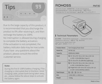 Мобильный аккумулятор Romoss  PMT40