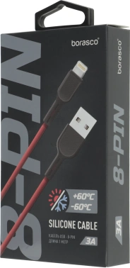Кабель BoraSCO 38520 USB (m)-Lightning (m) 1м красный коробка