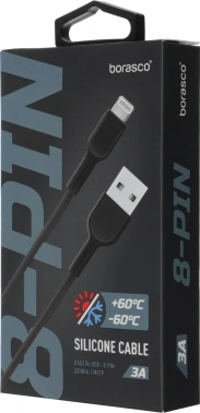 Кабель BoraSCO 38519 USB (m)-Lightning (m) 1м черный коробка