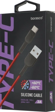 Кабель BoraSCO 38516 USB (m)-USB Type-C 1м красный коробка