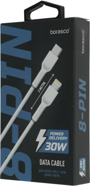 Кабель BoraSCO 52392 USB Type-C (m)-Lightning (m) 2м белый коробка