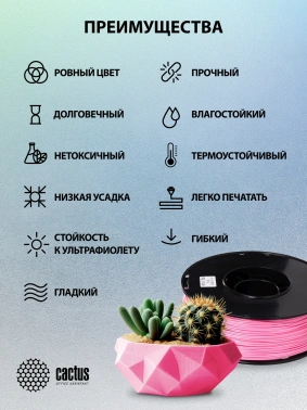 Пластик для принтера 3D Cactus CS-3D-PETG-1KG-PINK