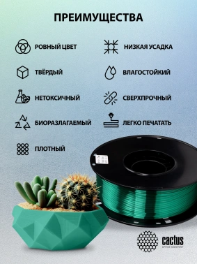 Пластик для принтера 3D Cactus CS-3D-PLA-1KG-S-DGR