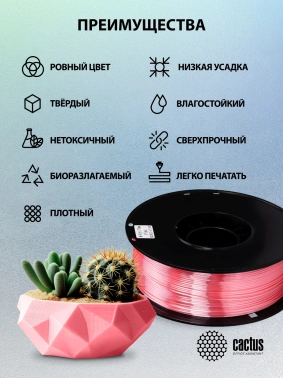 Пластик для принтера 3D Cactus CS-3D-PLA-1KG-S-PINK