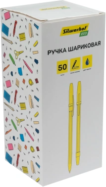 Ручка шариков. Silwerhof Eco желтый/синий d=1мм син. черн. сменный стержень стреловидный пиш. наконечник линия 0.7мм шестигр. без инд. Маркировки