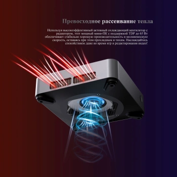 ПК Мини Chuwi AuBox Ryzen 7 8745HS (3.8) 32Gb SSD1Tb 780M Windows 11 Pro 2x2.5GbitEth WiFi BT 120W серебристый/черный