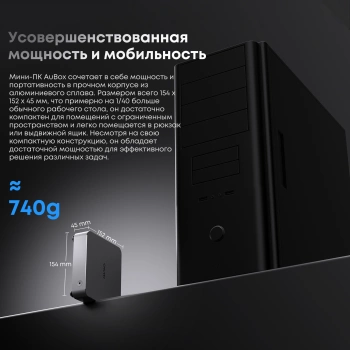 ПК Мини Chuwi AuBox Core i9 13900HK (2.6) 32Gb SSD1Tb Iris Xe Windows 11 Pro 2x2.5GbitEth WiFi BT 120W серебристый/черный