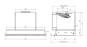 Вытяжка встраиваемая Elikor Sense Glass 60П-1000