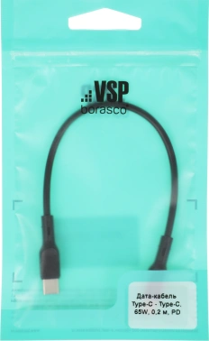 Кабель BoraSCO 52594 USB Type-C (m)-USB Type-C (m) 0.2м черный коробка