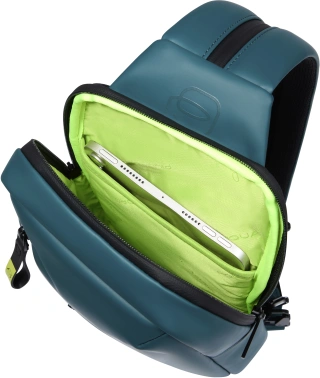Рюкзак слинг Piquadro Corner 2.0 CA6466C2OW/OT бирюзовый полиэстер