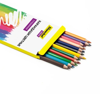 Карандаши цв. Silwerhof Create 3мм шестигран. пластик ассорти 12цв. коробка/европод. ластик