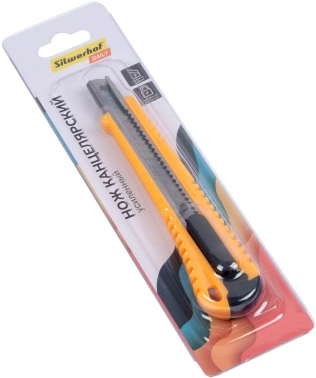 Нож канцелярский Silwerhof Daily шир.лез.9мм фиксатор усиленный пластик ассорти блистер