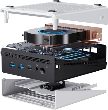 ПК Мини Chuwi UBox Ryzen 5 6600H (3.3) 16Gb SSD256Gb 660M без ОС 2x2.5GbitEth WiFi BT 90W белый/черный