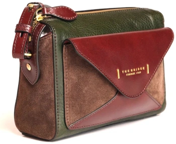 Сумка кросс-боди женская The Bridge Frida Wow 0429040P/YW сливовая/зеленая натур.кожа/замша