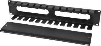 Кабельный органайзер горизонтальный ЦМО ГКЗ-2U-9005 односторонний окна 2U шир.:19