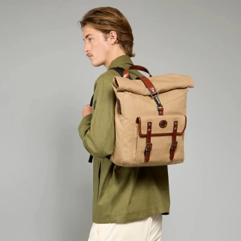 Рюкзак The Bridge Guido 061925FU/F7 роллтоп песочный/коричневый хлопок/натур.кожа