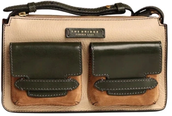 Сумка женская The Bridge Lucrezia Wow 0415050P/YV бежевая/зеленая натур.кожа/замша