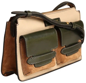 Сумка женская The Bridge Lucrezia Wow 0415050P/YV бежевая/зеленая натур.кожа/замша