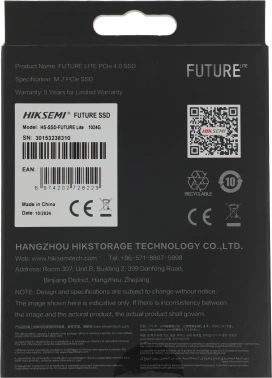 Накопитель SSD Hikvision PCIe 4.0 x4 1TB HS-SSD-FUTURE LITE 1024G
