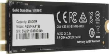 Накопитель SSD Gigabyte PCIe 5.0 x4 4000GB AG514K4TB Aorus Gen5 14000