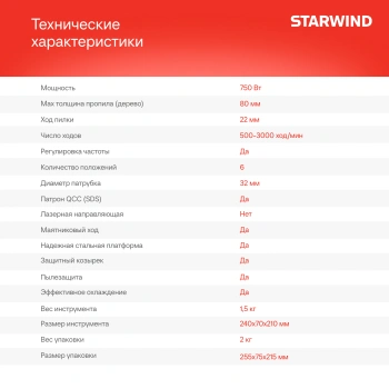 Лобзик Starwind JS80-750S1