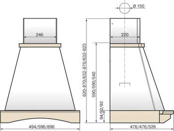 Вытяжка каминная Elikor Ротонда 60П-650-П3Л
