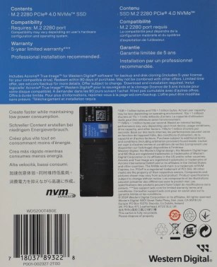 Накопитель SSD WD PCIe 4.0 x4 2TB WDS200T4B0E SN5000