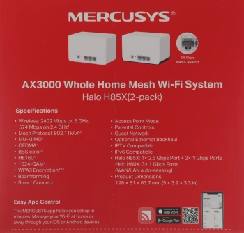 Бесшовный Mesh роутер Mercusys Halo H85X