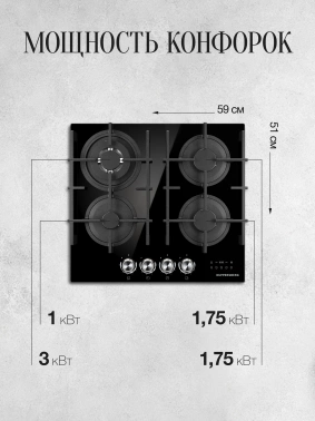 Газовая варочная поверхность Kuppersberg Hi-tech FG 68 B