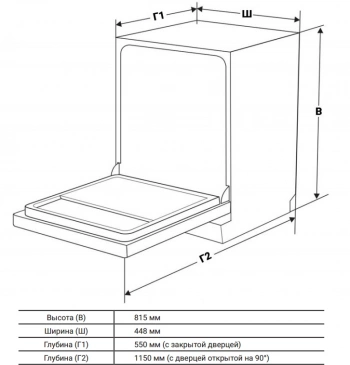 Посудомоечная машина встраив. Weissgauff BDW 4536 D Inverter Autoopen Timer Floor