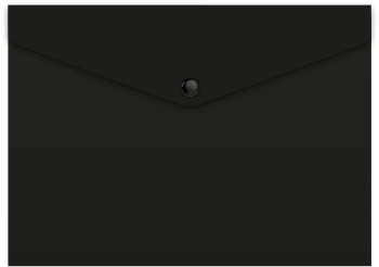 Конверт на кнопке Бюрократ PK803TBLCK-A5-MP A5 гориз. пластик 0.15мм черный (упак.:3шт)