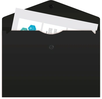 Конверт на кнопке Бюрократ PK803TBLCK-A5-MP A5 гориз. пластик 0.15мм черный (упак.:3шт)