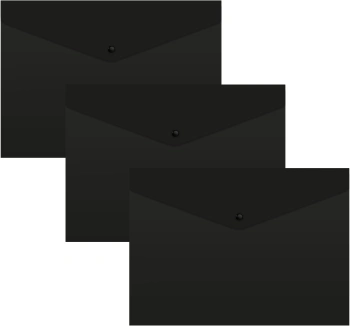 Конверт на кнопке Бюрократ PK803TBLCK-A4-MP A4 гориз. пластик 0.15мм черный (упак.:3шт)