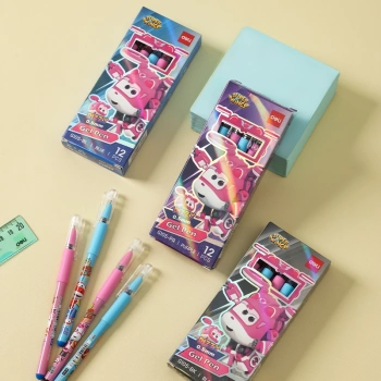 Ручка гелев. Deli Super Wings (EG105-PR) ассорти d=0.5мм фиол. черн. 1стерж. пулевидный пиш. наконечник кругл. резин. манжета