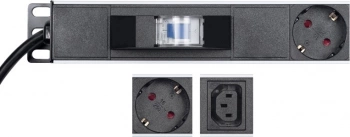 Блок распределения питания Rexant 04-0202-2 верт.размещ. 10xSchuko 10xC13 базовые 16A Schuko 2м