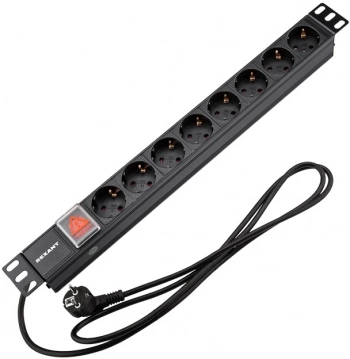 Блок распределения питания Rexant 04-0104-1 гор.размещ. 8xSchuko базовые 16A Schuko 2м