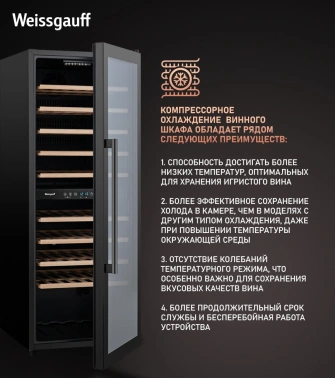 Винный шкаф Weissgauff WWC-77 DB DualZone