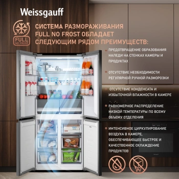 Холодильник Weissgauff WCD 450 Bru Steel Glass NoFrost Inverter