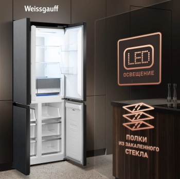 Холодильник Weissgauff WCD 450 Rock Glass NoFrost Inverter