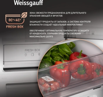 Холодильник Weissgauff WRK 185 Total NoFrost Inverter Black Inox