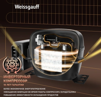 Холодильник Weissgauff WRK 185 Total NoFrost Inverter Black Inox
