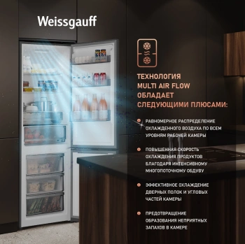 Холодильник Weissgauff WRK 2000 Total NoFrost Inverter Dark Grey