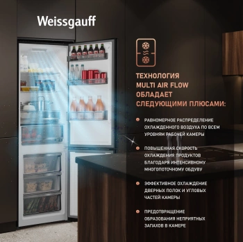 Холодильник Weissgauff WRK 2000 Total NoFrost Inverter Rock Glass