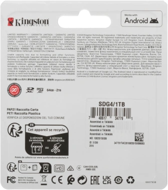 Флеш карта SDXC 1TB Kingston  SDG4/1TB