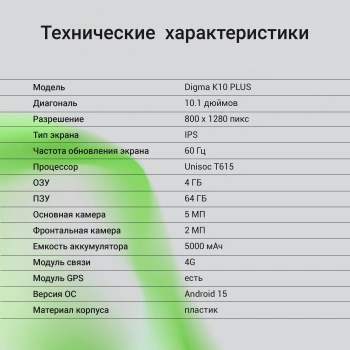 Планшет Digma K10 PLUS