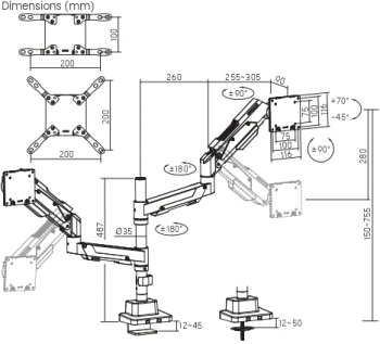 Кронштейн для мониторов Ultramounts UM744WB