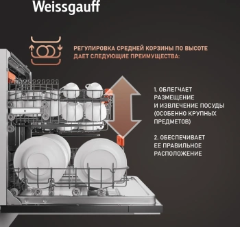 Посудомоечная машина встраив. Weissgauff BDW 6037 Inverter AutoOpen Infolight