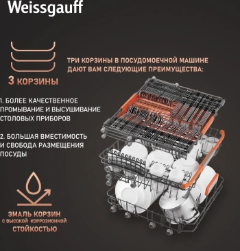 Посудомоечная машина встраив. Weissgauff BDW 6037 Inverter AutoOpen Infolight